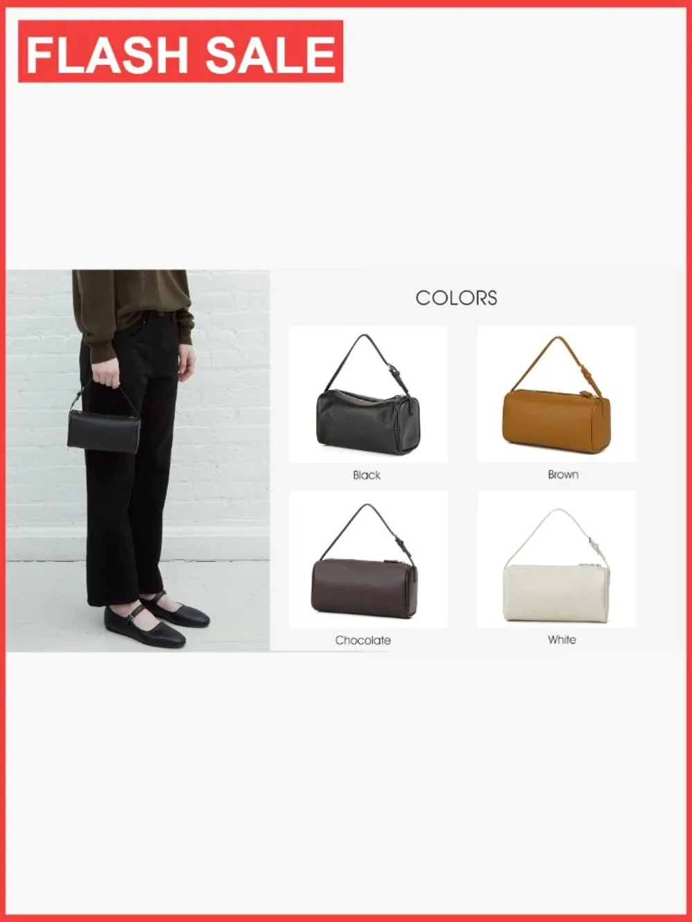 Full-Grained Leather Crossbody Hobo Bag with Adjustable Strap
